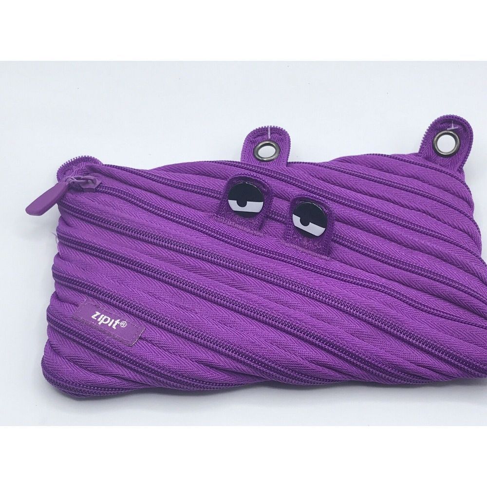 Pencil Bag Zip It Bag Purple Pouch Kids Monster ‎ with Teeth